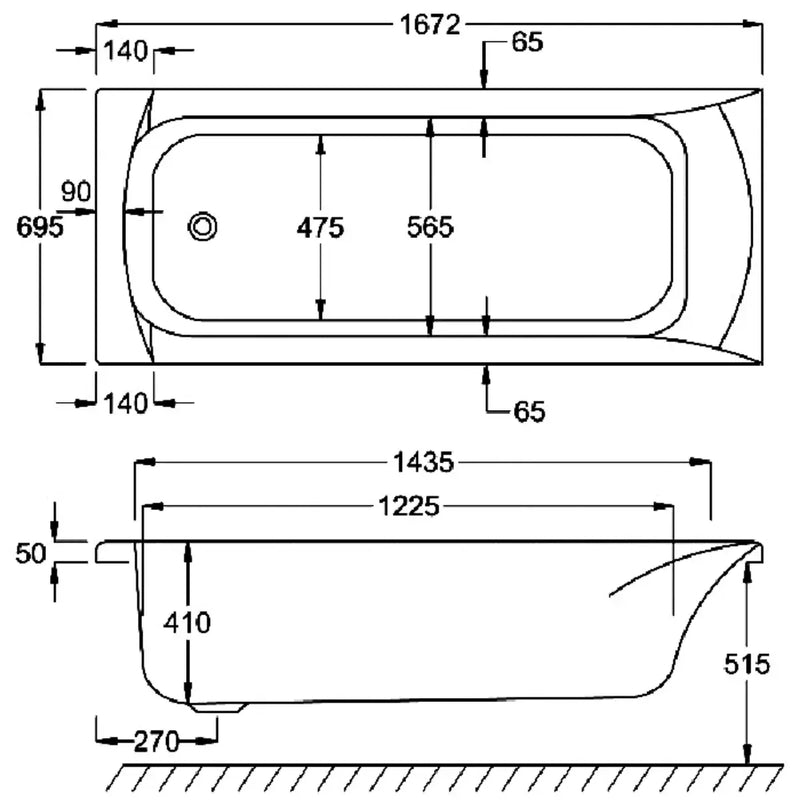 Carron Delta 1675 x 700mm Single Ended Bath - Standard & Carronite Options - Standard