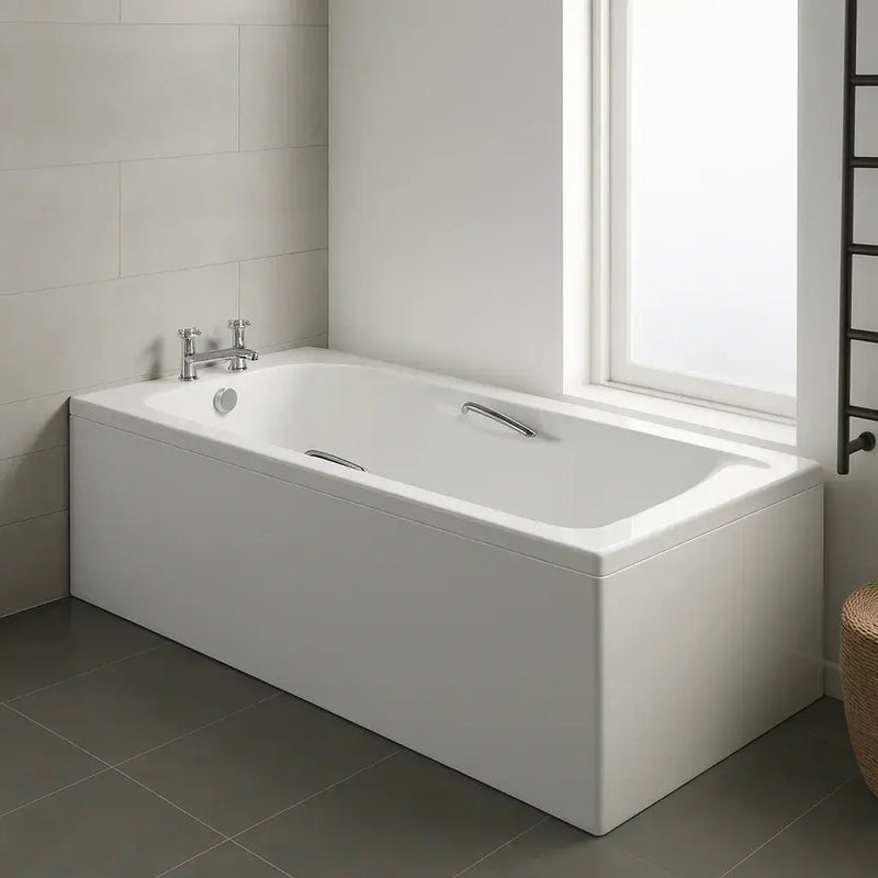 Carron Imperial 1600 x 700mm Single Ended Bath With Chrome Grips- Standard & Carronite Options - Carronite