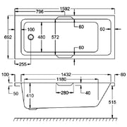 Carron Integra 1600 x 700mm Single Ended Bath - Standard & Carronite Options - Carronite