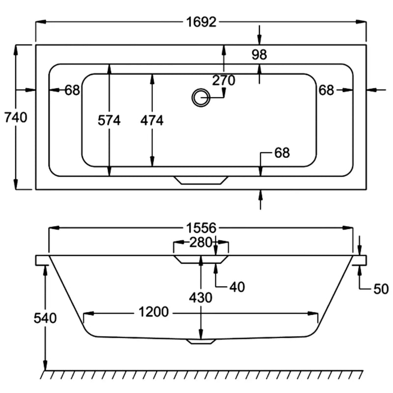 Carron Integra 1700 x 750 Double Ended Bath - Standard & Carronite Options - Standard
