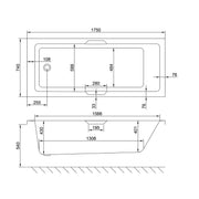 Carron Integra 1750 x 750mm Single Ended Bath - Standard & Carronite Options - Standard