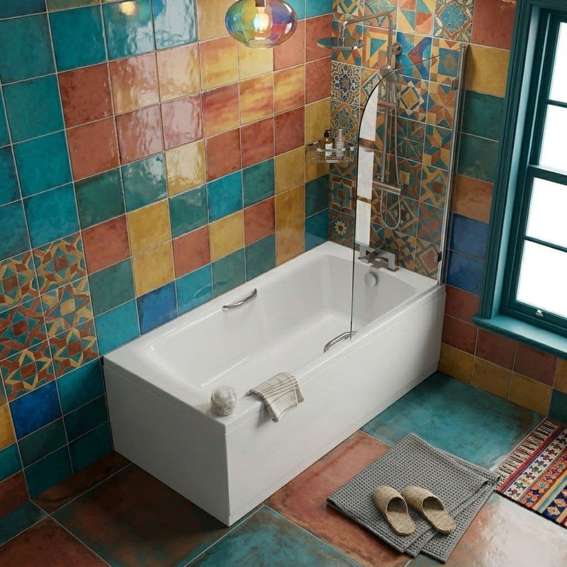 Carron Matrix 1700 x 700mm Single Ended Bath With Chrome Grips- Standard & Carronite Options - Standard