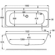 Carron Profile 1600 x 700 Double Ended Bath - Standard & Carronite Options - Standard