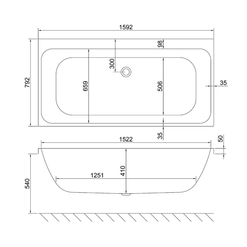 Carron Profile 1600 x 800 Double Ended Bath - Standard & Carronite Options - Carronite
