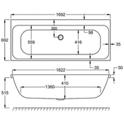 Carron Profile 1700 x 700 Double Ended Bath - Standard & Carronite Options - Standard