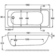 Carron Profile 1700 x 700mm Single Ended Bath - Standard & Carronite Options - Reinforced