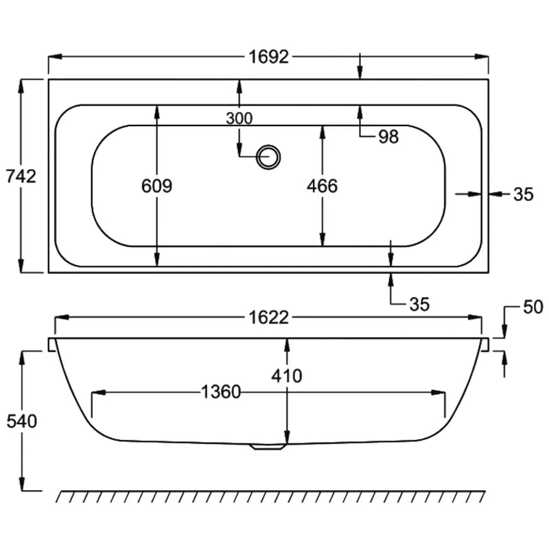 Carron Profile 1700 x 750 Double Ended Bath - Standard & Carronite Options - Standard