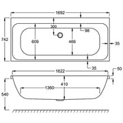Carron Profile 1700 x 750 Double Ended Bath - Standard & Carronite Options - Carronite