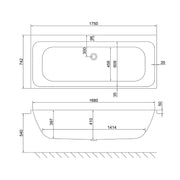 Carron Profile 1750 x 750 Double Ended Bath - Standard & Carronite Options - Carronite