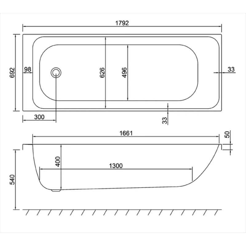 Carron Profile 1800 x 700mm Single Ended Bath - Standard & Carronite Options - Standard