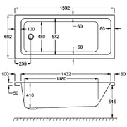 Carron Quantum 1600 x 700mm Single Ended Bath - Standard & Carronite Options - Carronite