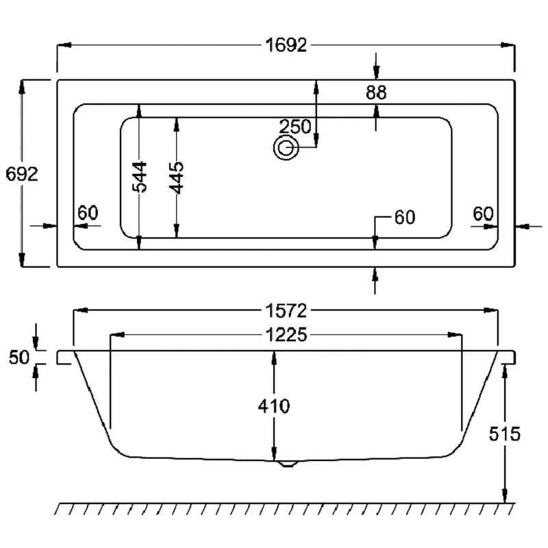 Carron Quantum 1700 x 700 Double Ended Bath - Standard & Carronite Options - Carronite