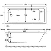 Carron Quantum 1700 x 700mm Single Ended Bath - Standard & Carronite Options - Carronite
