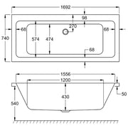 Carron Quantum 1700 x 750 Double Ended Bath - Standard & Carronite Options - Carronite