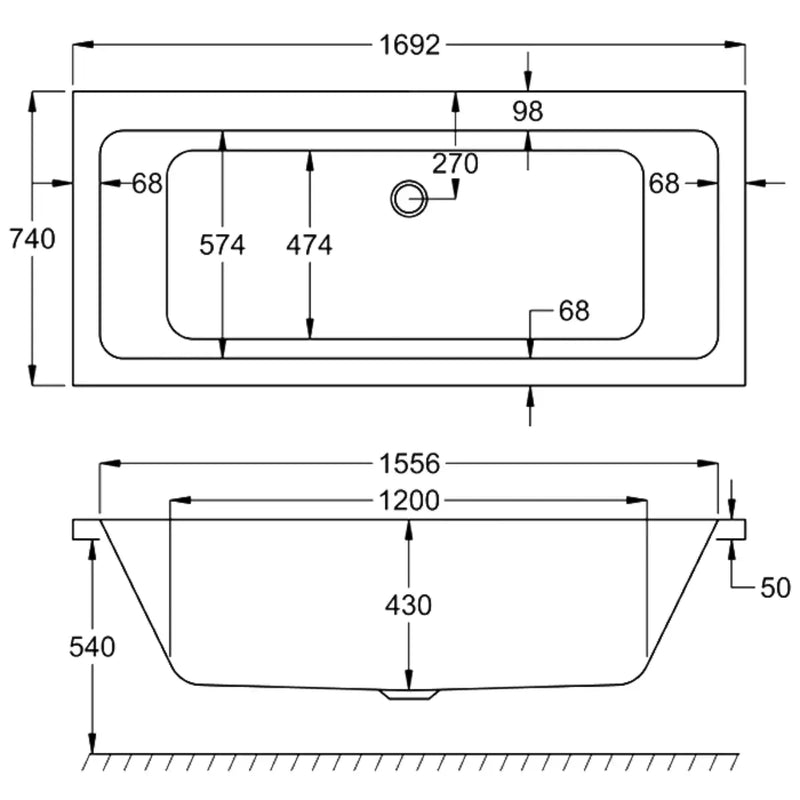 Carron Quantum 1700 x 750 Double Ended Bath - Standard & Carronite Options - Carronite