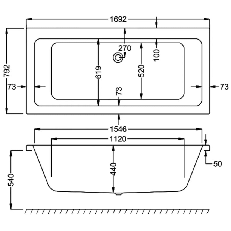 Carron Quantum 1700 x 800 Double Ended Bath - Standard & Carronite Options - Carronite