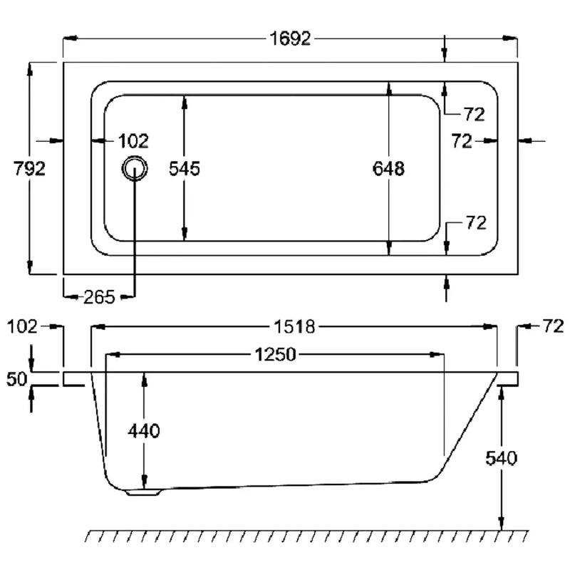 Carron Quantum 1700 x 800mm Single Ended Bath - Standard & Carronite Options - Standard