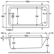 Carron Quantum 1700 x 900mm Single Ended Bath - Standard & Carronite Options - Standard