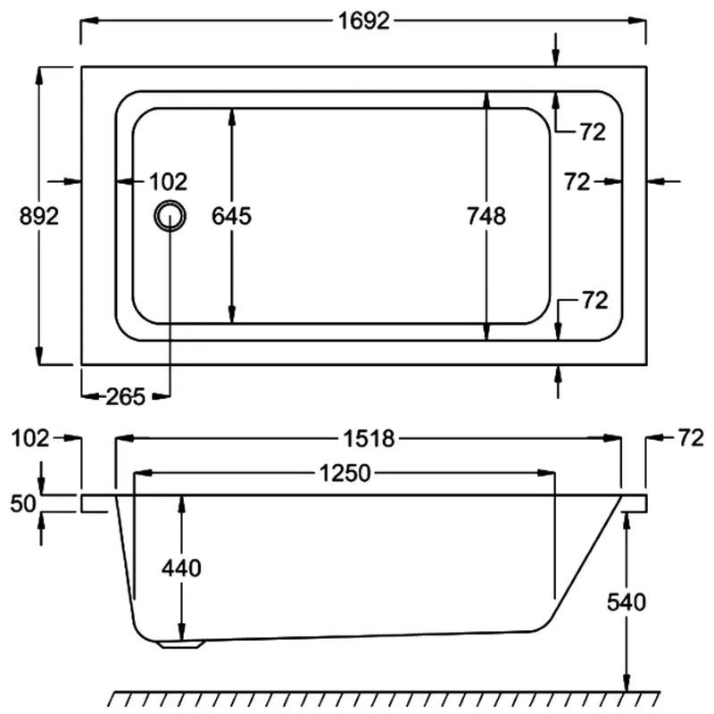 Carron Quantum 1700 x 900mm Single Ended Bath - Standard & Carronite Options - Carronite