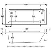 Carron Quantum 1800 x 725mm Single Ended Bath - Standard & Carronite Options - Standard