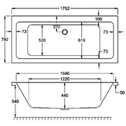 Carron Quantum 1800 x 800 Double Ended Bath - Standard & Carronite Options - Standard