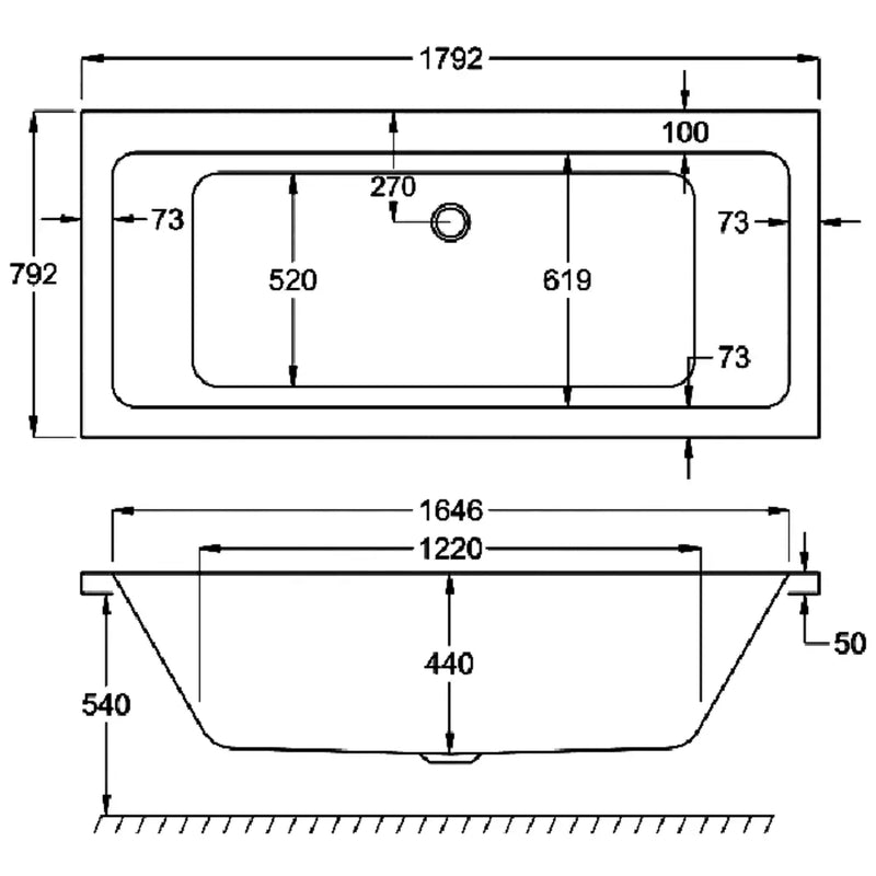 Carron Quantum 1800 x 800 Double Ended Bath - Standard & Carronite Options - Carronite