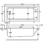 Carron Quantum 1800 x 800mm Single Ended Bath - Standard & Carronite Options - Standard