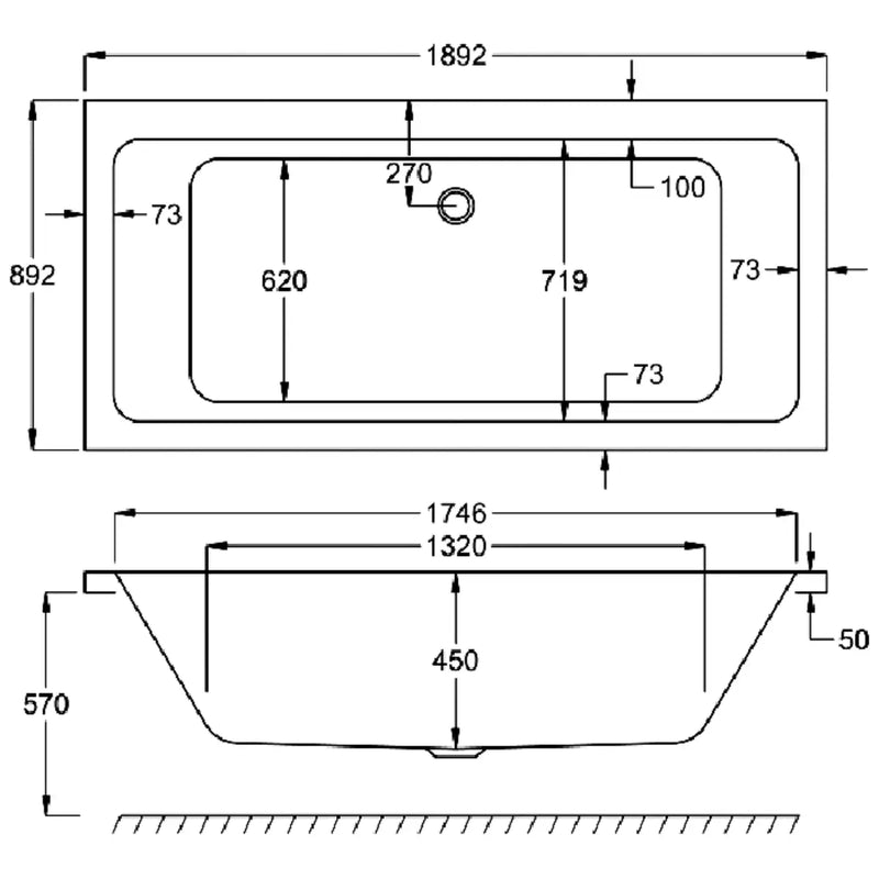 Carron Quantum 1900 x 900 Double Ended Bath - Standard & Carronite Options - Carronite