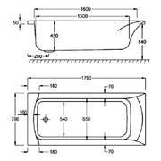 Carron Sigma 1800 x 800mm Single Ended Bath - Standard & Carronite Options - Standard