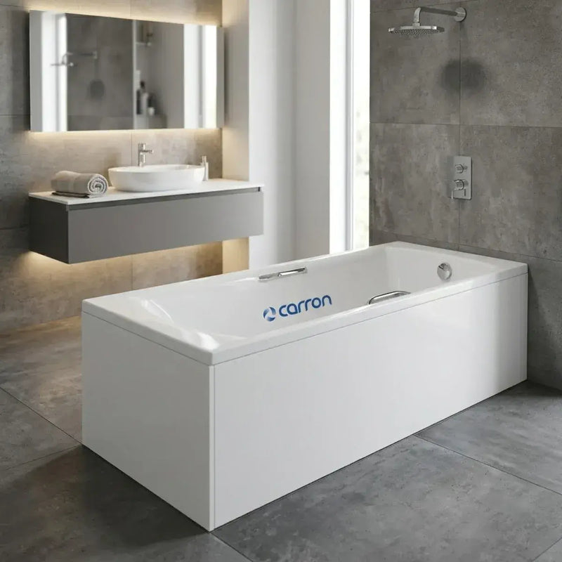 Carron Sigma 1800 x 800mm Single Ended Bath With Chrome Grips- Standard & Carronite Options - Carronite