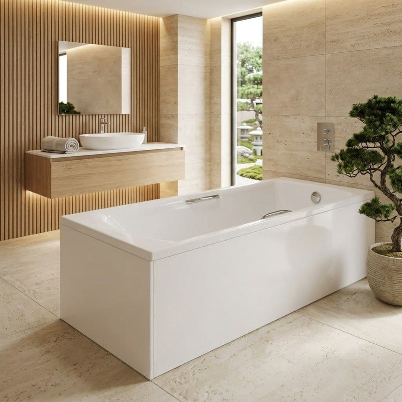 Carron Sigma 1800 x 800mm Single Ended Bath With Chrome Grips- Standard & Carronite Options - Carronite