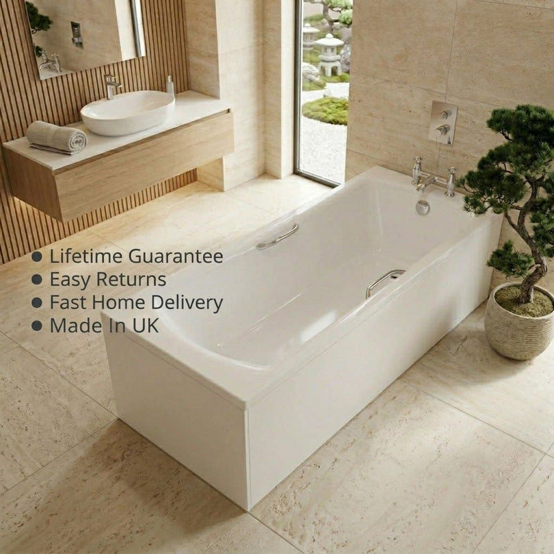 Carron Sigma 1800 x 800mm Single Ended Bath With Chrome Grips- Standard & Carronite Options - Carronite