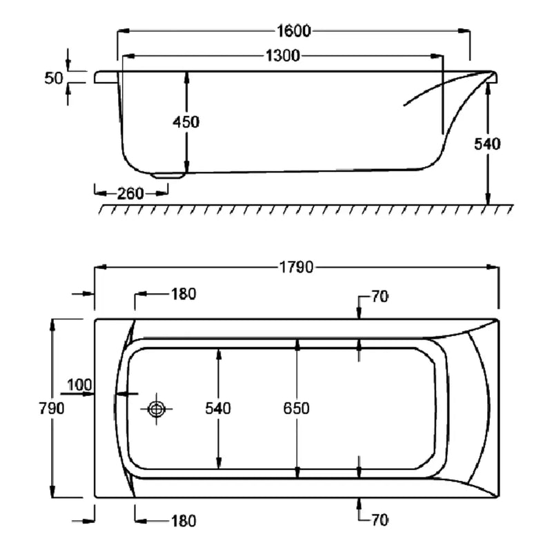 Carron Sigma 1800 x 800mm Single Ended Bath With Chrome Grips- Standard & Carronite Options - Standard