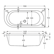 Carron Status 1600mm x 725mm Left-Hand Offset J-Shaped Corner Bath - Carronite