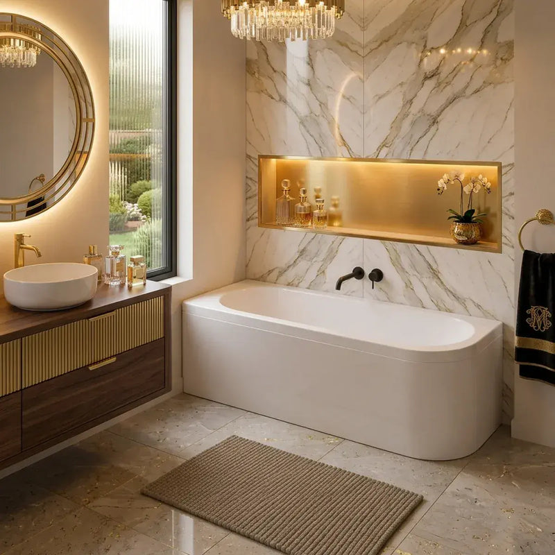 Carron Status 1600mm x 725mm Right-Hand Offset J-Shaped Corner Bath - Carronite