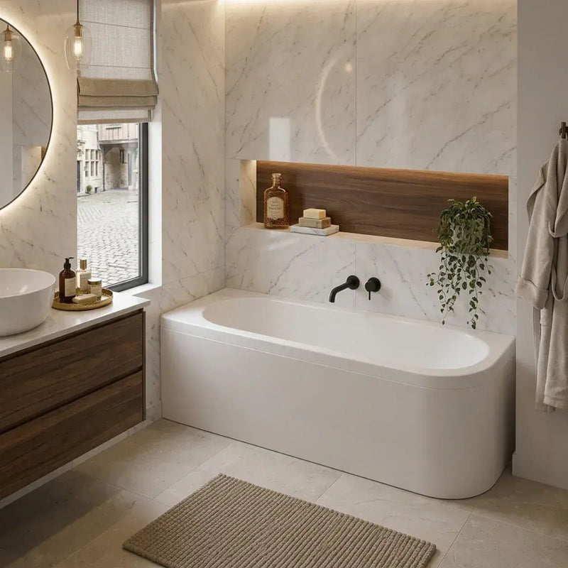 Carron Status 1600mm x 725mm Right-Hand Offset J-Shaped Corner Bath - Standard