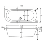 Carron Status 1700mm x 725mm Left-Hand Offset J-Shaped Corner Bath - Standard