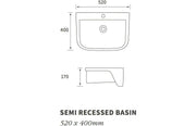 Cedare 520 x 400mm Semi Recessed Basin