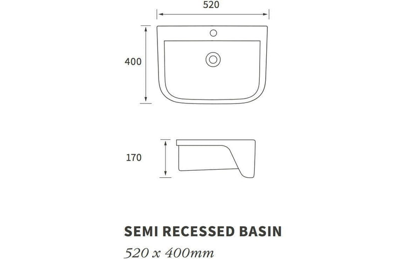 Cedare 520 x 400mm Semi Recessed Basin