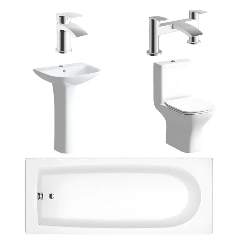 Cedare Bathroom Pack with Bath (various sizes), Toilet, Basin & Pedestal, Taps and Wastes