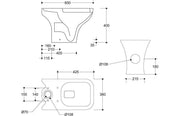 Cedare Open Back Close Coupled Rimless Toilet | Soft Close Seat & Dual Flush