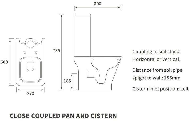 Cedare Open Back Close Coupled Rimless Toilet | Soft Close Seat & Dual Flush
