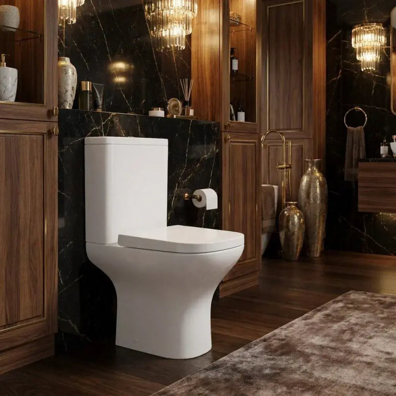 Cedare Open Back Close Coupled Rimless Toilet | Soft Close Seat & Dual Flush