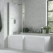 Cedare Vanity Unit Bathroom Pack with L Shape Shower Bath and Dual Shower