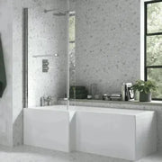 Cedare Vanity Unit Bathroom Pack with L Shape Shower Bath and Dual Shower