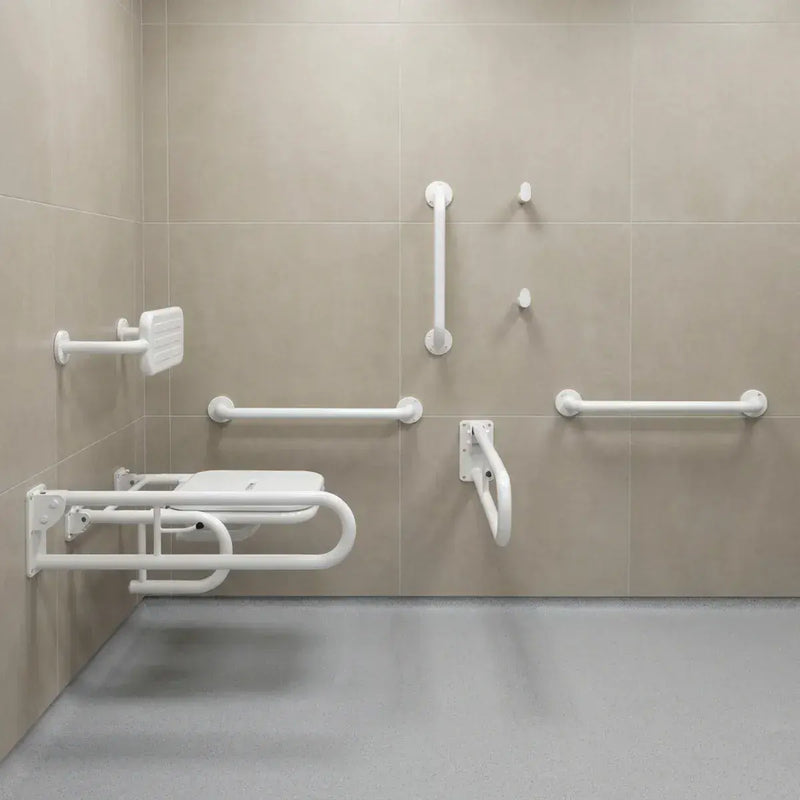 Changing Room Doc M Pack with Stainless Steel, Blue, Grey or White Rails - White