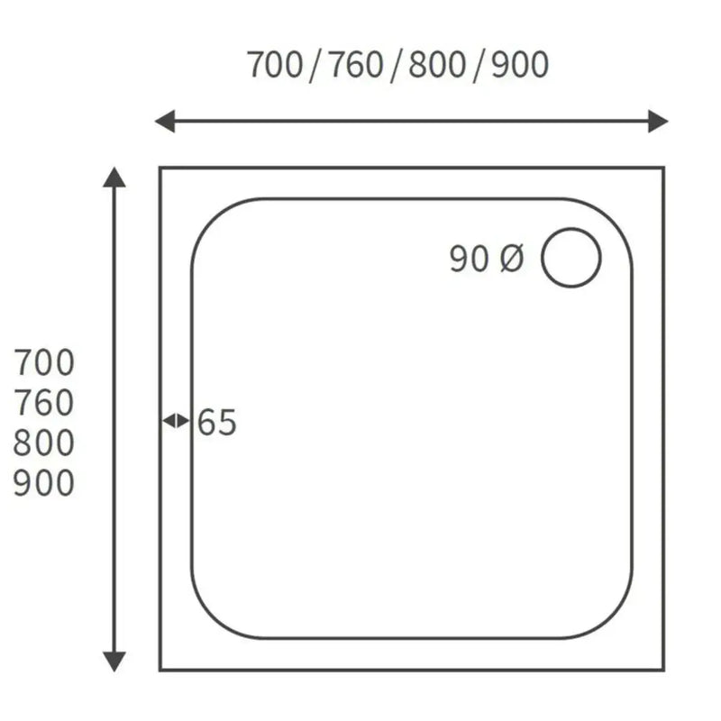 Classic Square Corner Entry Shower Door Enclosure - 900 x 900mm