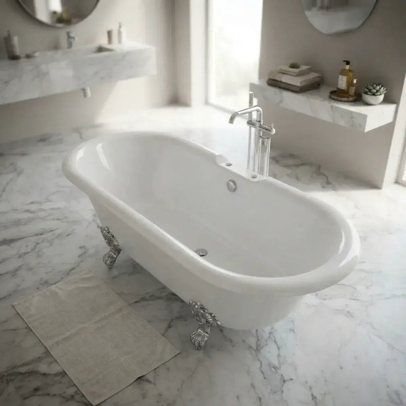 Classics Freestanding 1690 x 740mm White Bath With Chrome Feet