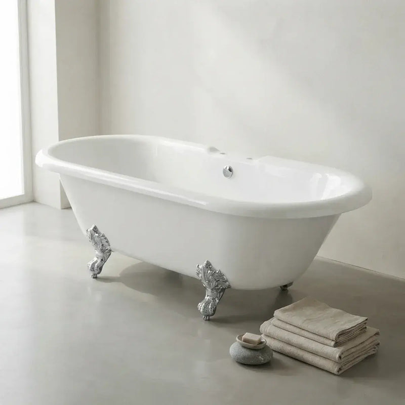 Classics Freestanding 1690 x 740mm White Bath With Chrome Feet