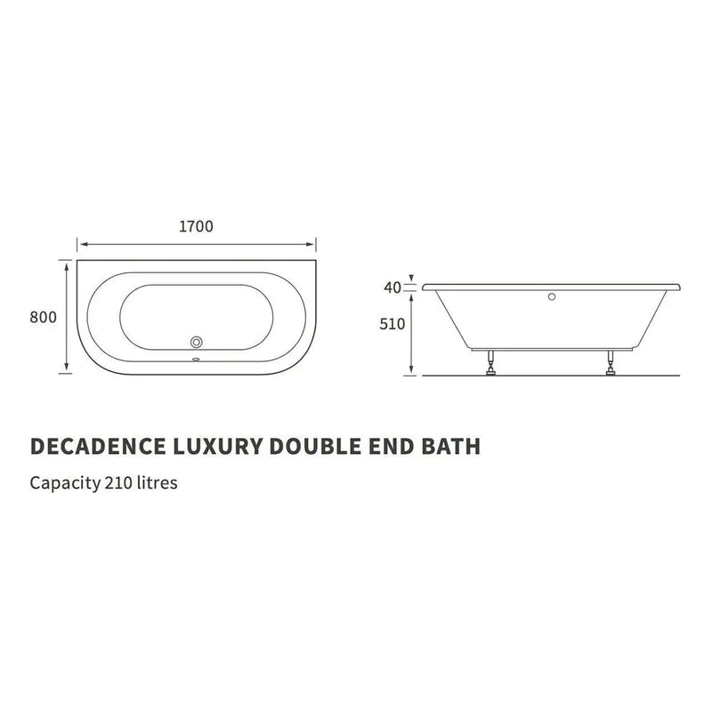 Columba 1700 x 750mm Back To Wall Bath and Panel